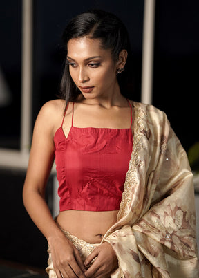 Red Pure Silk Designer Blouse