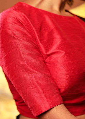 Red Boat Neck Designer Blouse Piece