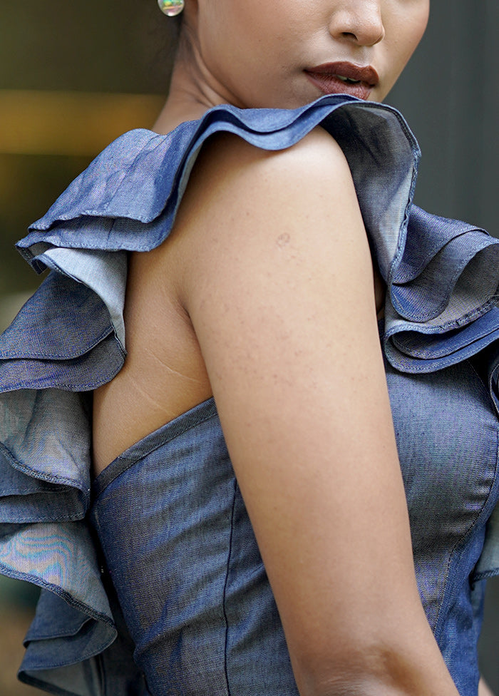 Blue Denim Designer Blouse