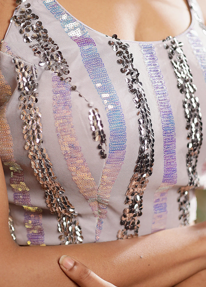 Grey Sequin Designer Blouse