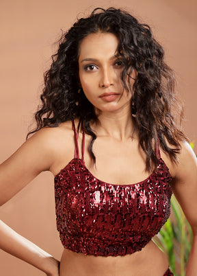 Dark Maroon Sequin Designer Blouse