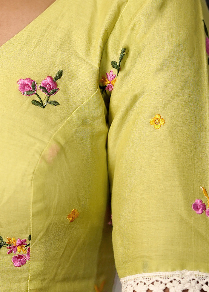 Mint Green Cotton Designer Blouse