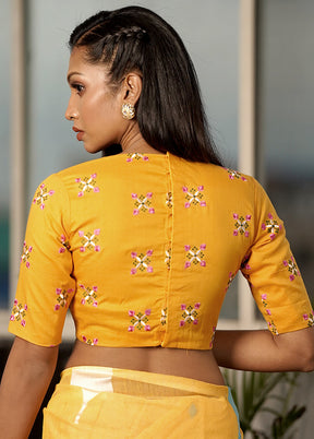 Yellow Cotton Designer Blouse