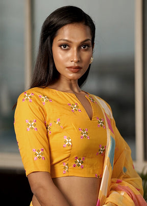 Yellow Cotton Designer Blouse