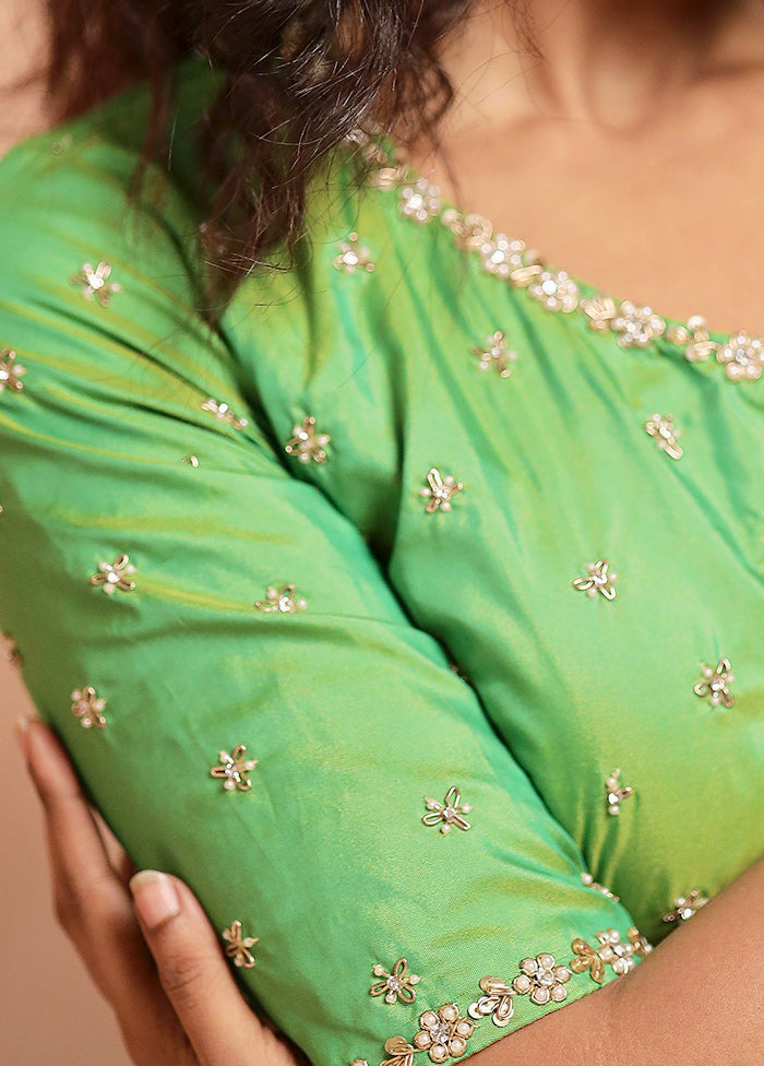 Parrot Green Silk Designer Blouse