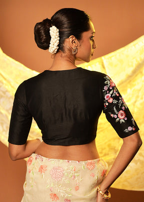 Black V Neck Designer Blouse Piece