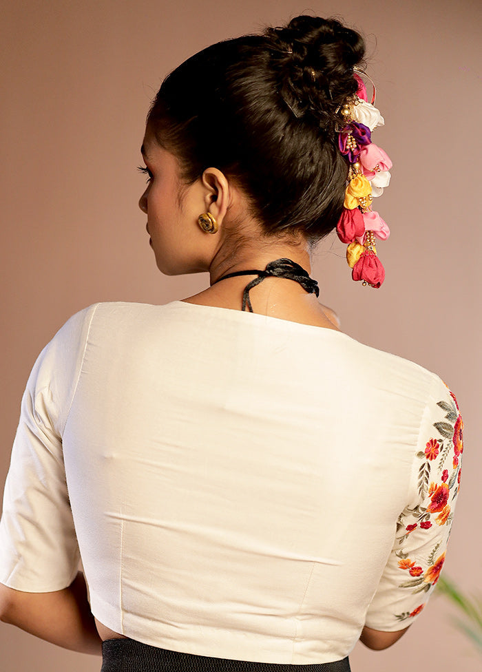 Cream Cotton Silk Designer Blouse