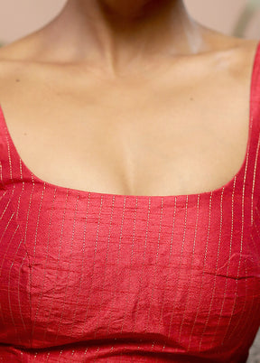 Red Dupion Silk Designer Blouse
