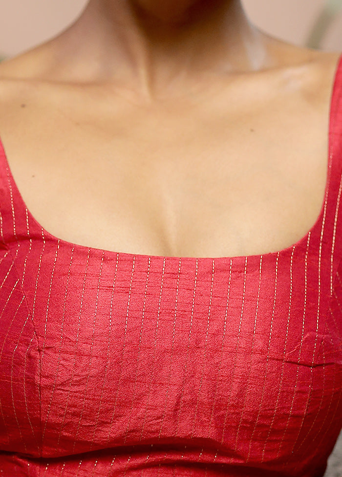 Red Dupion Silk Designer Blouse