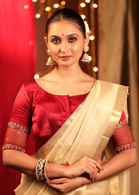 Maroon Satin Designer Blouse