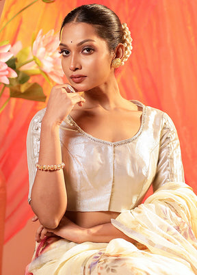 Silver Round Neck Designer Blouse