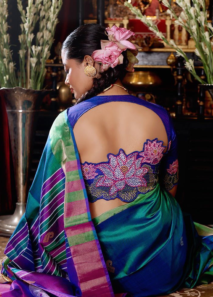 Royal Blue  Round Neck Designer Blouse