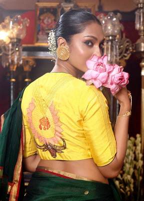 Yellow  High Neck Designer Blouse