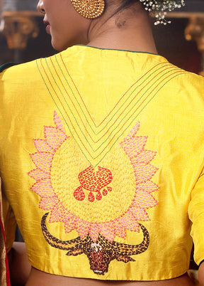 Yellow  High Neck Designer Blouse