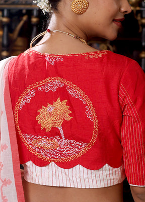 Red High Neck Designer Blouse