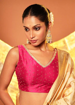 Rani Pink V Neck Designer Blouse Piece