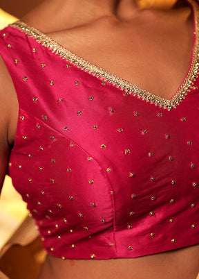 Rani Pink V Neck Designer Blouse Piece