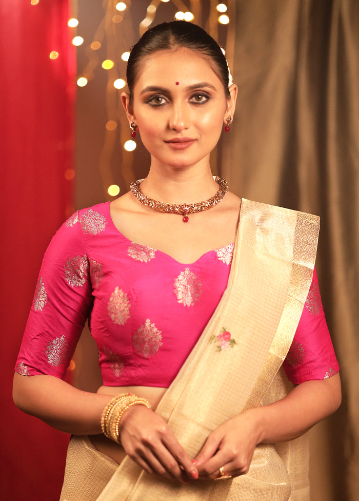 Pink Brocade Designer Blouse