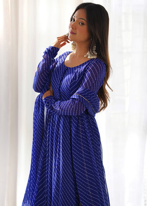 3 Pc Royal Blue Readymade Georgette Suit Set - Indian Silk House Agencies