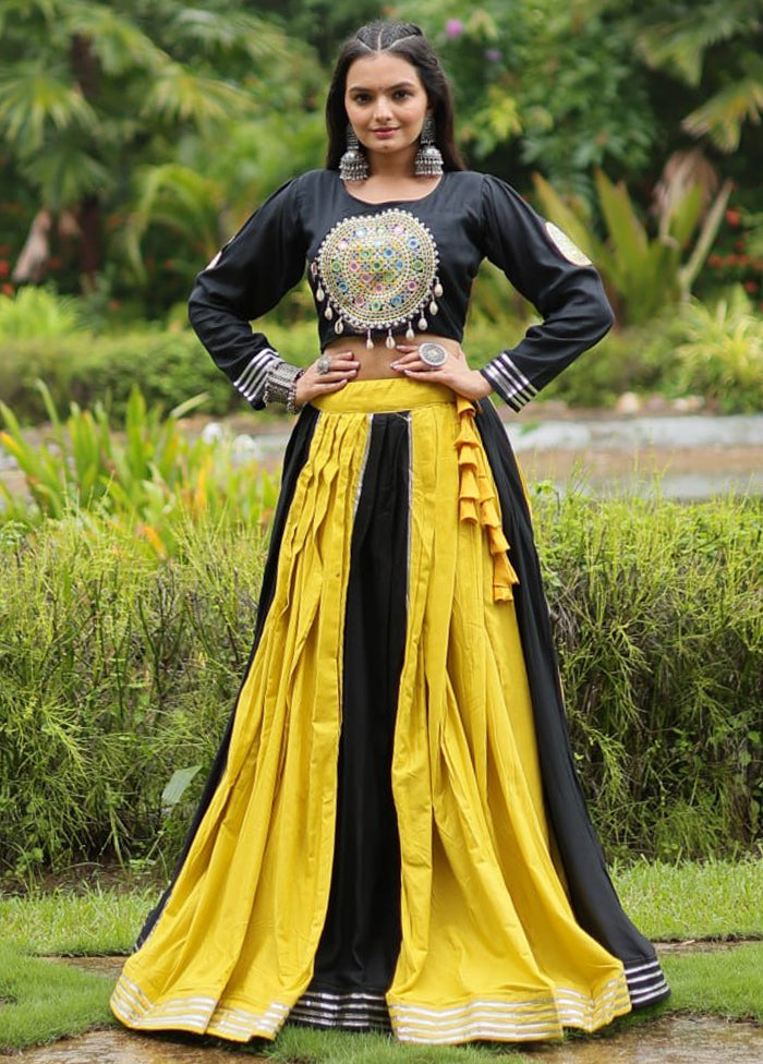 Yellow Rayon Readymade Lehenga Set