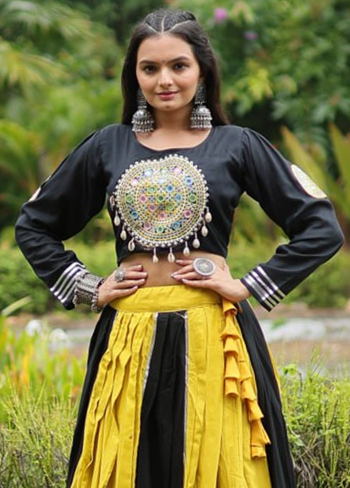 Yellow Rayon Readymade Lehenga Set