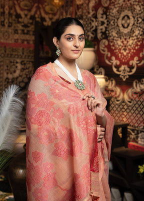 Peach Tant Cotton Saree With Blouse Piece