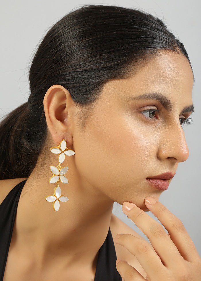 Golden Mother Of Pearl Earrings - Indian Silk House Agencies