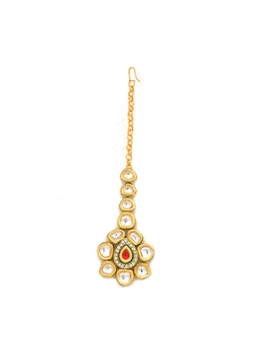 Golden Kundan Work Copper And Alloy Mangtika - Indian Silk House Agencies