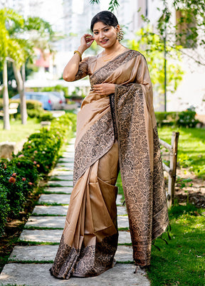 Cream Spun Silk Saree With Blouse Piece
