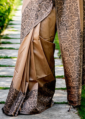 Cream Spun Silk Saree With Blouse Piece