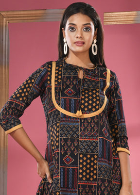2 Pc Black Readymade Silk Kurti Set - Indian Silk House Agencies