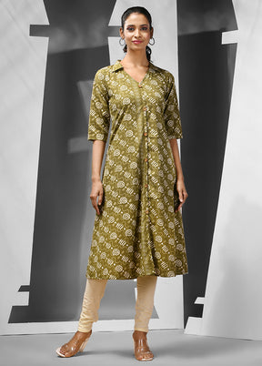 Mehendi Readymade Cotton Kurti - Indian Silk House Agencies