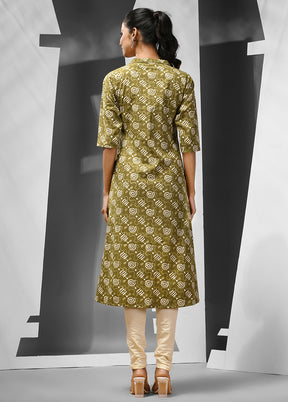 Mehendi Readymade Cotton Kurti - Indian Silk House Agencies