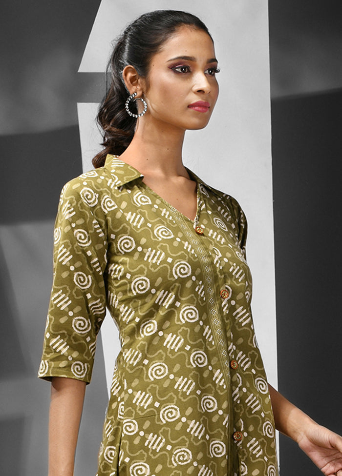 Mehendi Readymade Cotton Kurti - Indian Silk House Agencies