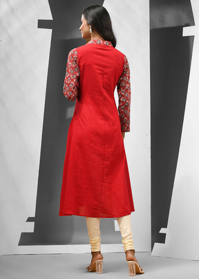 Red Readymade Cotton Kurti - Indian Silk House Agencies