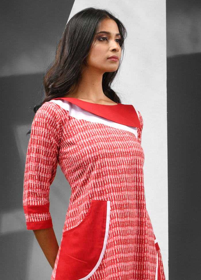 Red Readymade Cotton Kurti - Indian Silk House Agencies