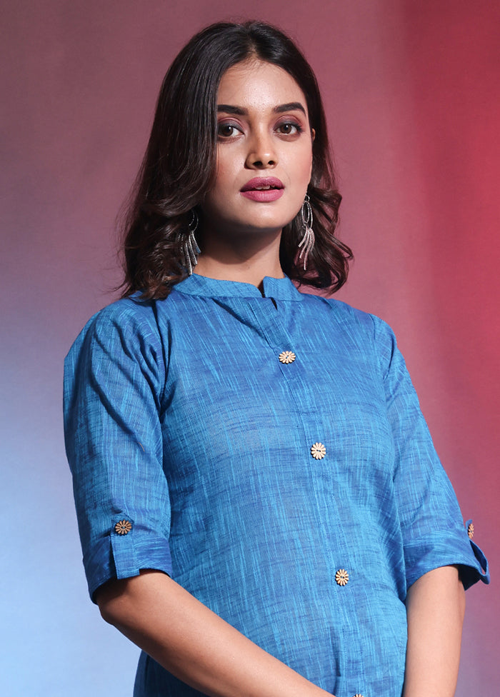 Blue Readymade Cotton Kurti - Indian Silk House Agencies