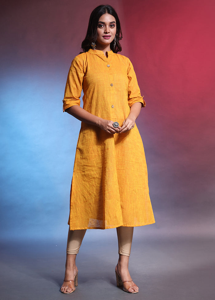 Yellow Readymade Cotton Kurti - Indian Silk House Agencies