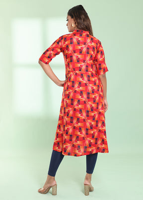 Red Readymade Rayon Kurti - Indian Silk House Agencies
