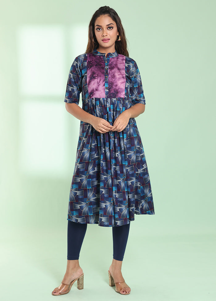 Blue Readymade Rayon Kurti - Indian Silk House Agencies