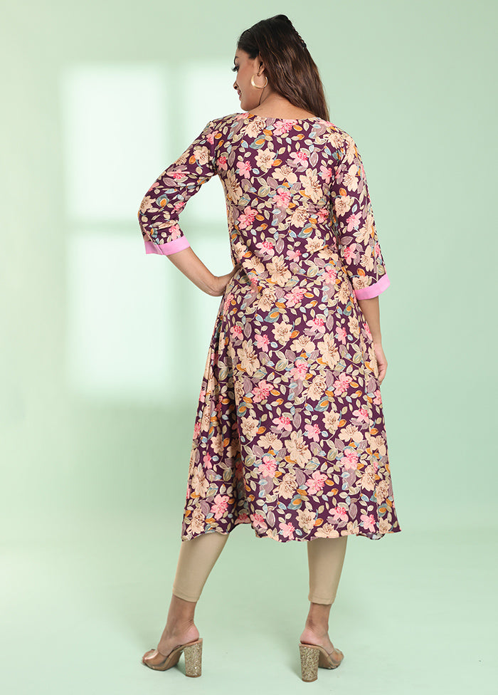 Purple Readymade Rayon Kurti - Indian Silk House Agencies
