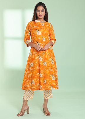 2 Pc Yellow Readymade Rayon Kurti Set - Indian Silk House Agencies