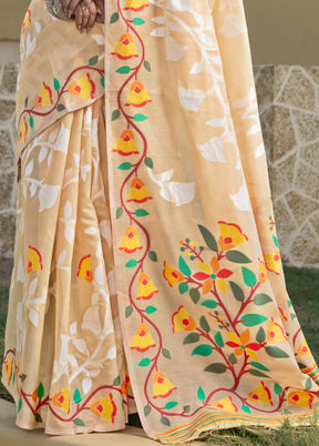 Beige Tant Cotton Saree With Blouse Piece