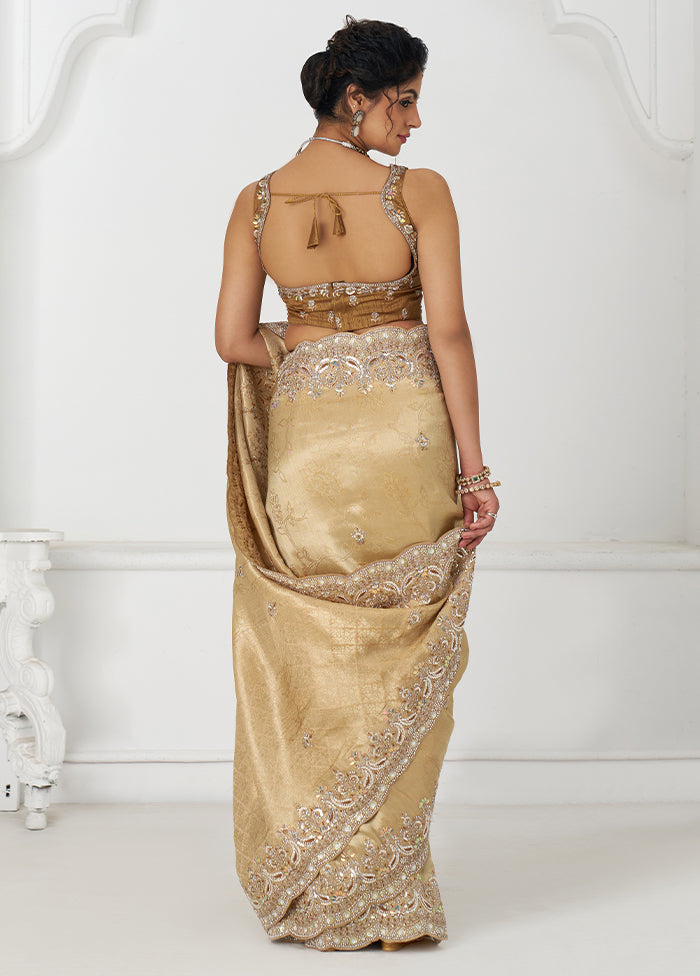 Golden Spun Pure Silk Saree With Blouse Piece