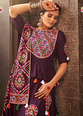 3 Pc Purple Viscose Semi Stitched Lehenga Set - Indian Silk House Agencies