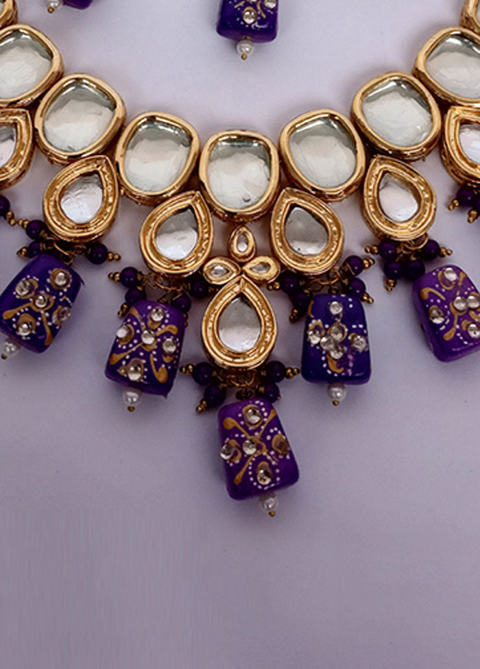 Purple Kundan Jewellery Set With Mangtika - Indian Silk House Agencies