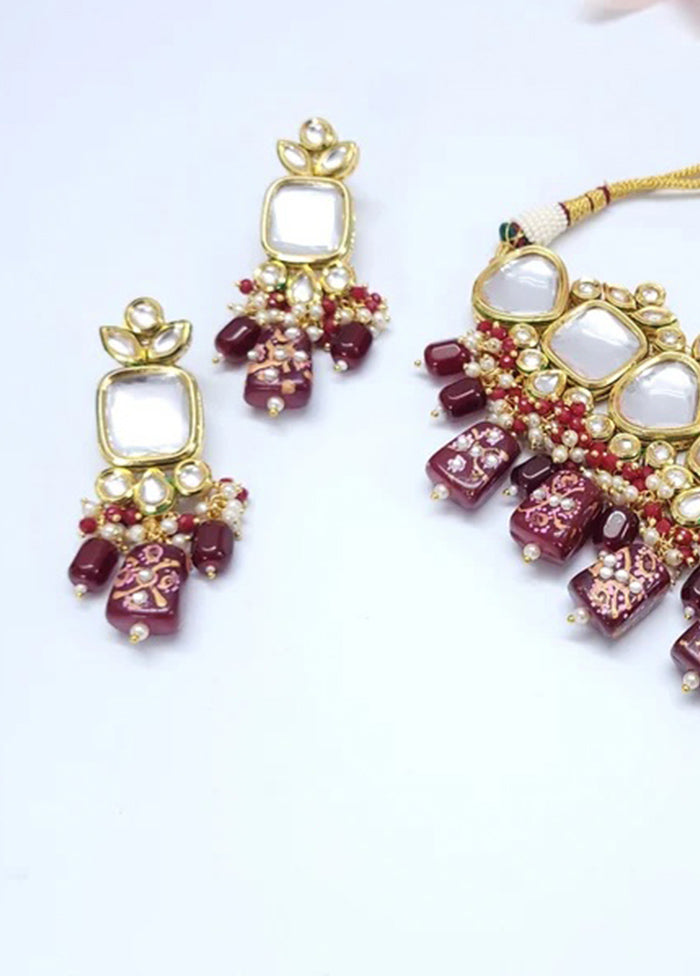 Wine Polki Kundan Choker Set - Indian Silk House Agencies