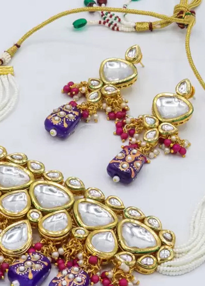 Purple Beaded Kundan Choker Set - Indian Silk House Agencies