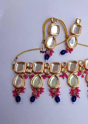 Kundan Studded Blue Jewellery Set - Indian Silk House Agencies