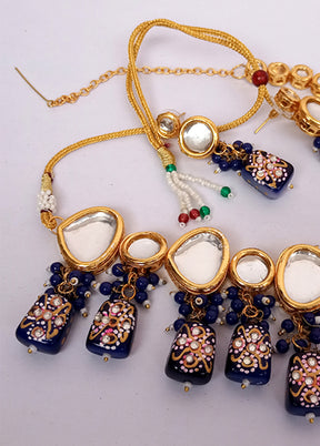 Kundan Studded Blue Jewellery Set With Mangtika - Indian Silk House Agencies